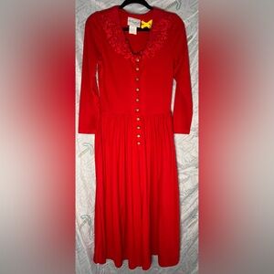 Vibrant Red Button-Down Dress